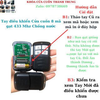 # Remote cửa cuốn 8 mã gạt 433 Mhz chống nước Pin siêu bền