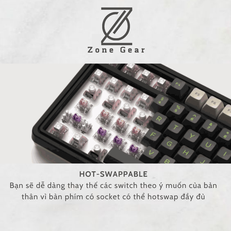 Bàn phím cơ không dây CMK75 - Có màn hình - Led RGB - Mạch xuôi