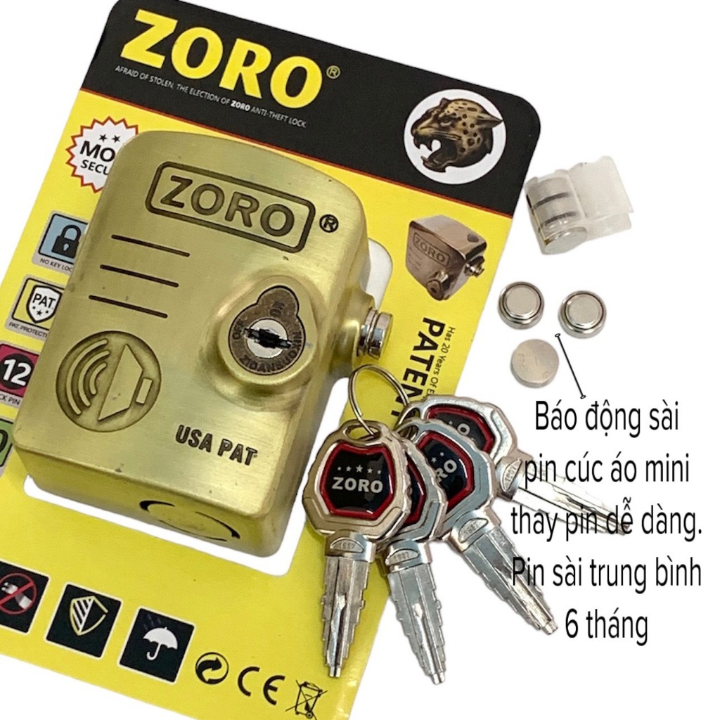 Ổ khóa chụp pát cửa ZORO chống cắt toàn diện có báo động chống trộm