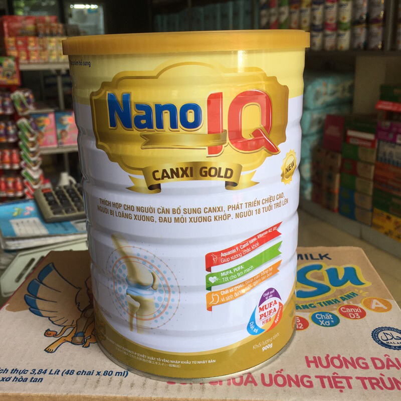 Sữa NaNo IQ Canxi Gold Lon 900g - Sữa dành cho người thiếu canxi, đau mỏi xương khớp