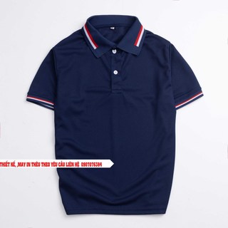 Áo thun polo màu Xanh đen bo sọc cổ 2 ya cao cấp - La'house Uniform