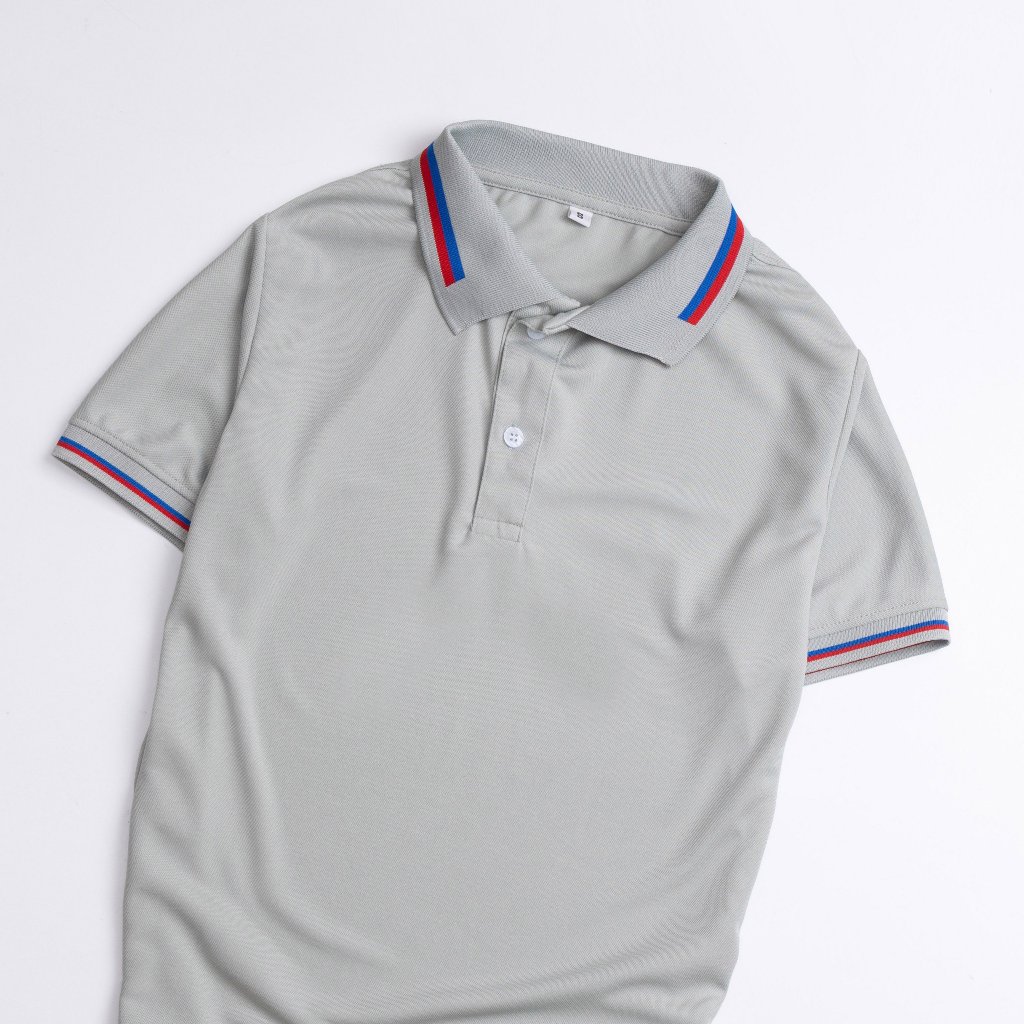 Áo thun polo màu Xám bo sọc cổ 2 ya cao cấp - La'house Uniform