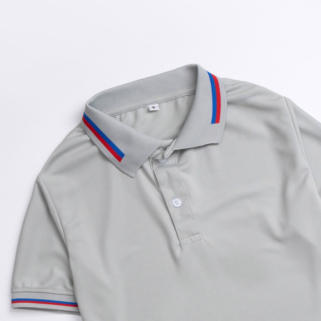 Áo thun polo màu Xám bo sọc cổ 2 ya cao cấp - La'house Uniform