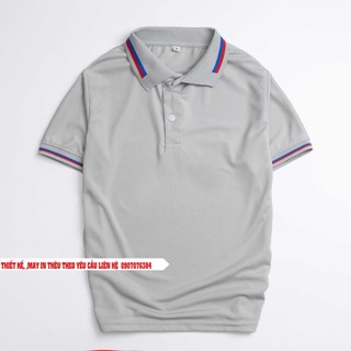 Áo thun polo màu Xám bo sọc cổ 2 ya cao cấp - La'house Uniform
