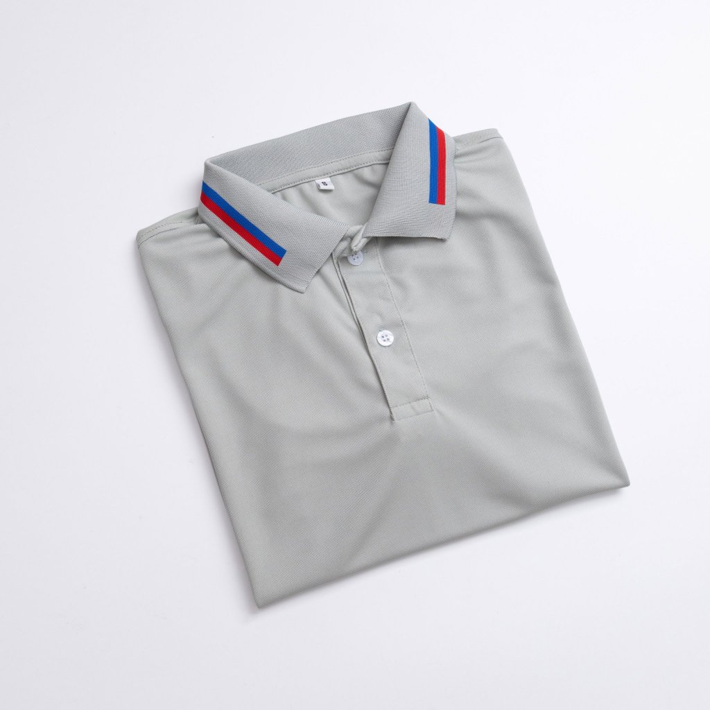 Áo thun polo màu Xám bo sọc cổ 2 ya cao cấp - La'house Uniform