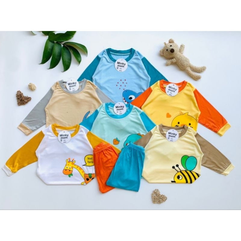 Bộ đồ thun lạnh minkymon co giãn 4 chiều 1 sét 6 bộ dài tay