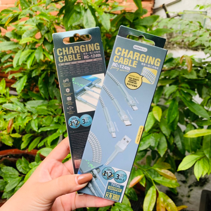 Cáp Sạc 3 Đầu Remax RC24th - Sạc nhanh - Dây dù - Bảo hành 12 tháng