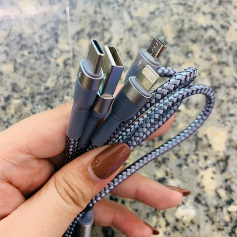 Cáp Sạc 3 Đầu Remax RC24th - Sạc nhanh - Dây dù - Bảo hành 12 tháng