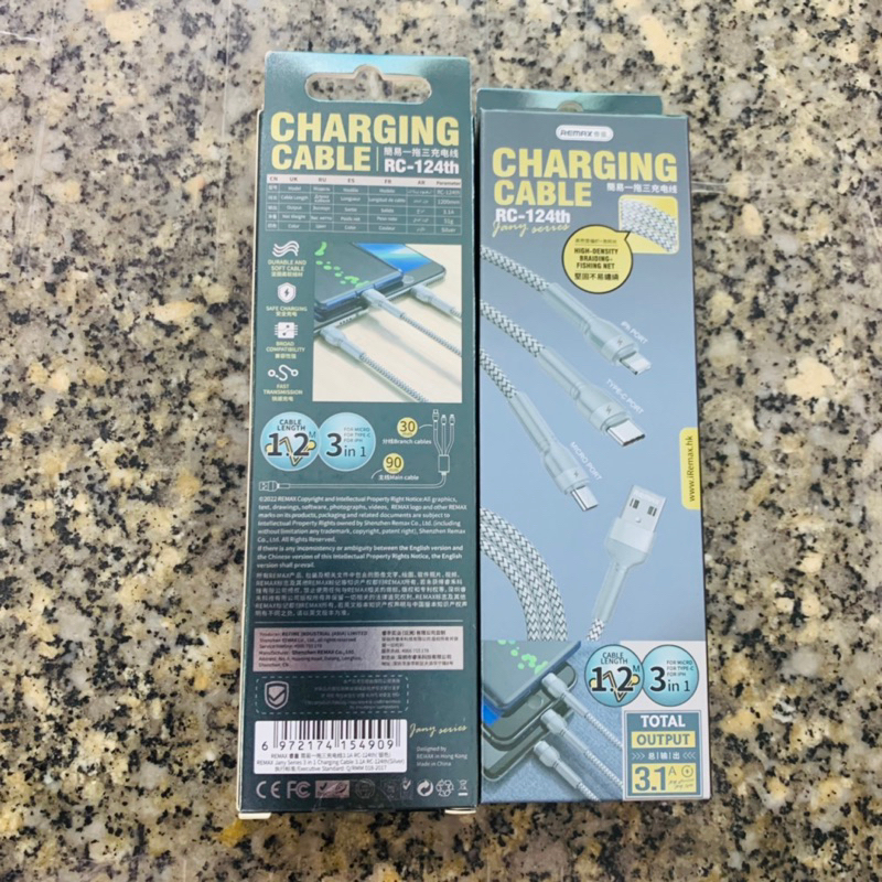 Cáp Sạc 3 Đầu Remax RC24th - Sạc nhanh - Dây dù - Bảo hành 12 tháng