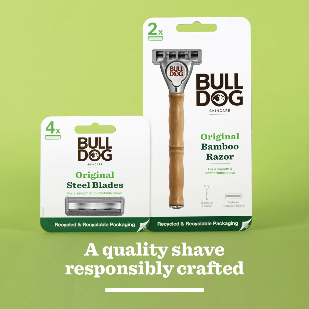 Bộ dao cạo râu 5 lưỡi kép Bulldog Skincare Original Bamboo Razor