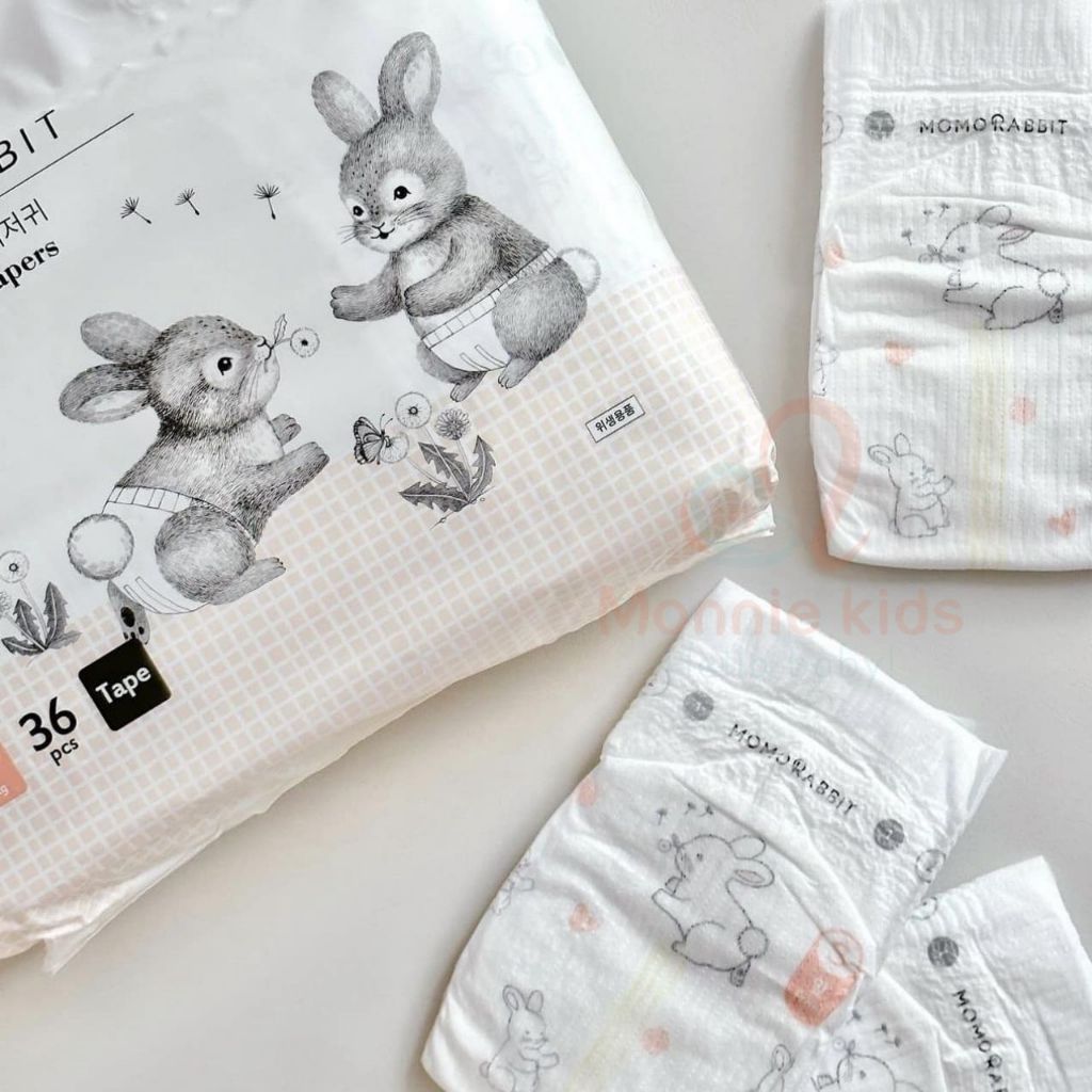 Bỉm dán cho bé Momo Rabbit Eco Singsing S36 M32 L30, tã dán siêu mỏng thấm hút tốt - Monnie Kids
