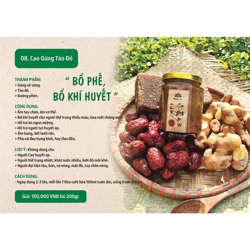 Cao gừng táo đỏ Vietherbes bổ máu, dưỡng sinh