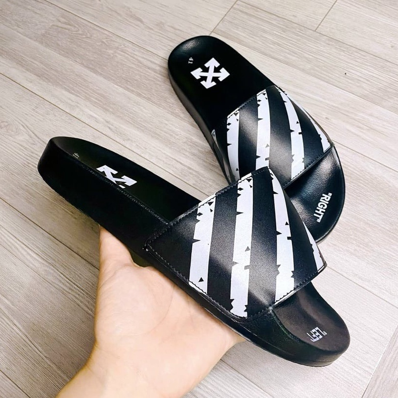 Dép Nam Nữ Quai Ngang OFF WHITE SỌC DƯA Thời trang Unisex Siêu nét - Thời thượng Bền Đẹp