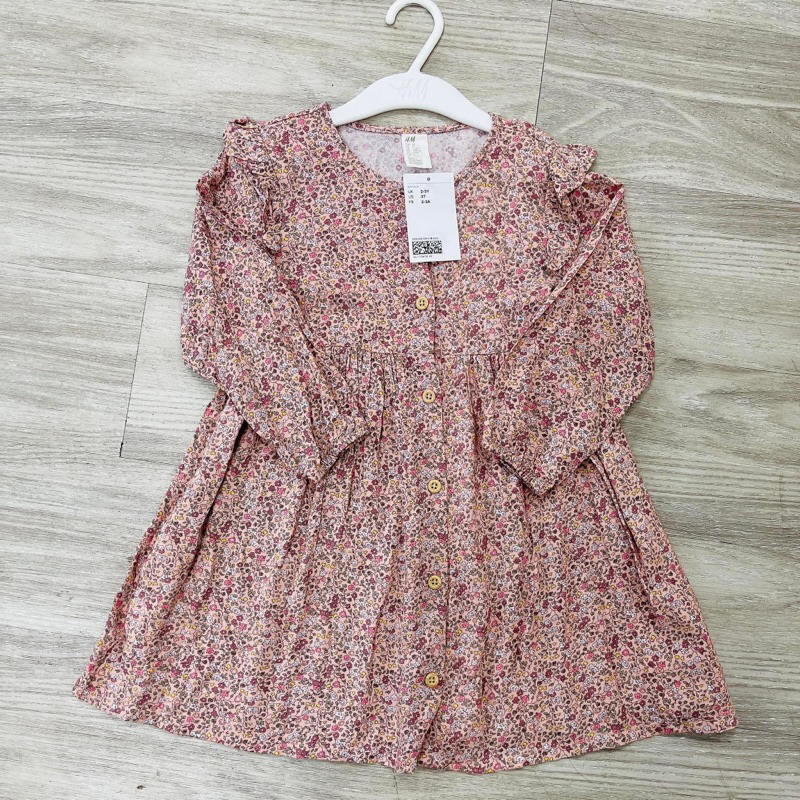 Váy hoa nhí hồng dài tay