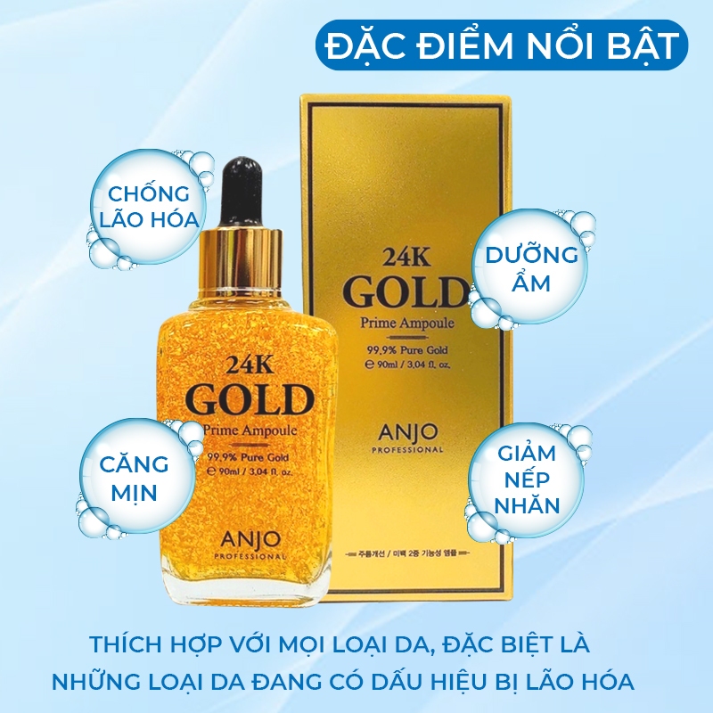 Tinh Chất Serum Dưỡng Da Chống Lão Hóa Vàng 24K Gold ANJO Hàn Quốc Prime Ampoule 90ml Dưỡng Ẩm Mờ Thâm Nám Căng Bóng Da
