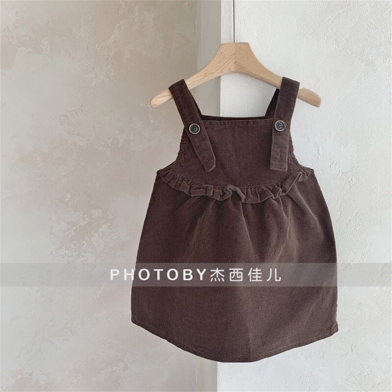 Váy yếm bé gái 🍓Hàng QCCC Có sẵn 🍓 Váy yếm nhung tăm size 80-130