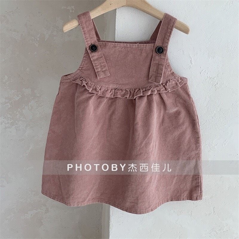 Váy yếm bé gái 🍓Hàng QCCC Có sẵn 🍓 Váy yếm nhung tăm size 80-130