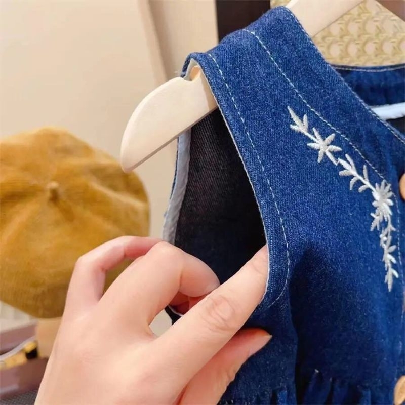 Set áo sơ mi+ váy yếm jean bé gái 🍓 Hàng QCCC 🍓 Set bé gái size 90-140