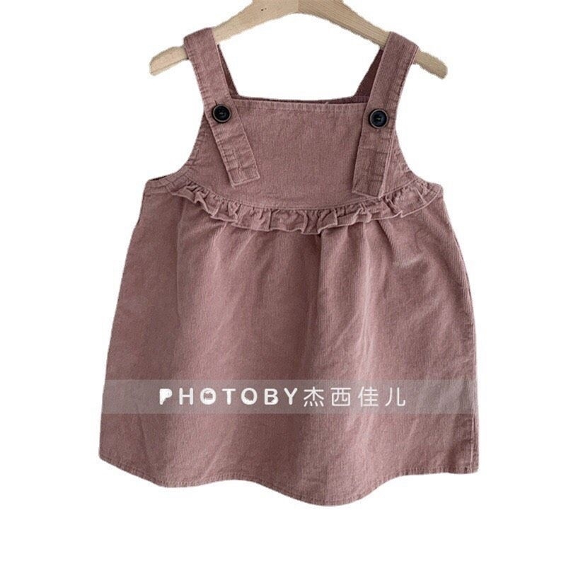 Váy yếm bé gái 🍓Hàng QCCC Có sẵn 🍓 Váy yếm nhung tăm size 80-130