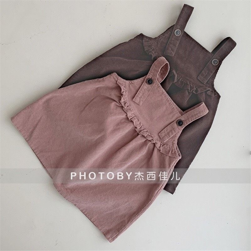 Váy yếm bé gái 🍓Hàng QCCC Có sẵn 🍓 Váy yếm nhung tăm size 80-130