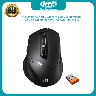 Chuột không dây pin sạc INPHIC DR01 hỗ trợ wireless kiêm bluetooth 4.0 / 5.0 - Silent click không âm thanh