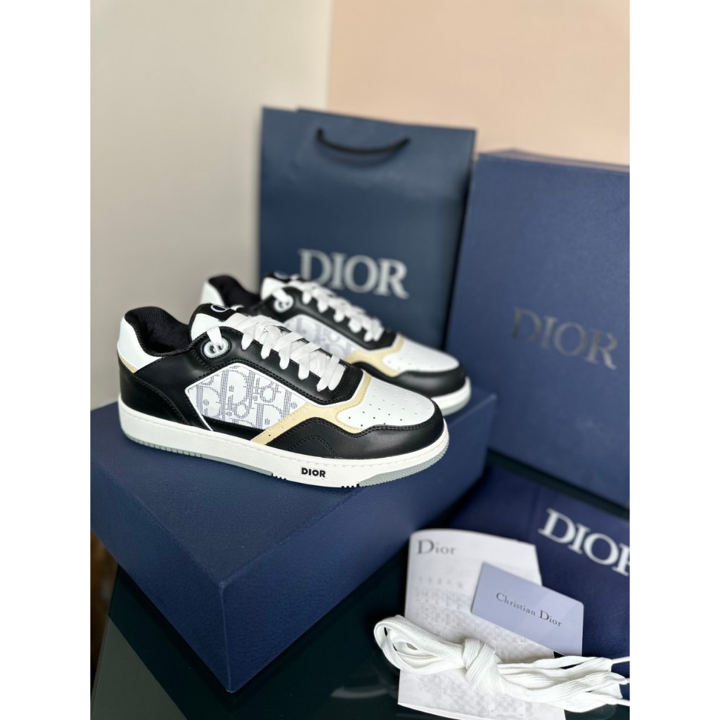 GIÀY THỂ THAO SNEAKER DIOR B27 TRẮNG ĐEN VIỀN NÂU MẪU MỚI, GIÀY DI/OR B27 CAO CẤP NAM NỮ