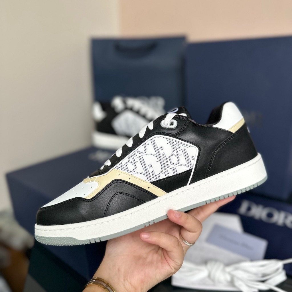 GIÀY THỂ THAO SNEAKER DIOR B27 TRẮNG ĐEN VIỀN NÂU MẪU MỚI, GIÀY DI/OR B27 CAO CẤP NAM NỮ