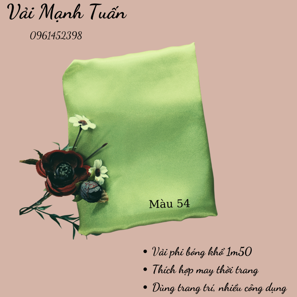 Vải Phi bóng may quần áo dài bán theo mét hoặc quần 1,1m, vải phi bóng trang trí, decor, làm handmade, scrunchie