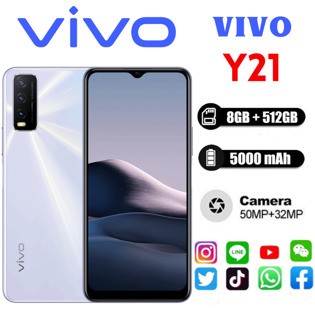 Điện Thoại Vivo Y21  - Đen Kim Cương - Camera sau 64MP-Selfie Camera 32MP AMOLED 6.44"