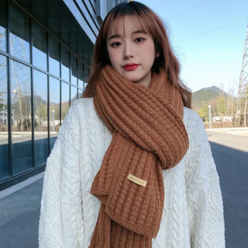 Khăn Len Đan Lông Cừu Vuông Kiểu Hàn