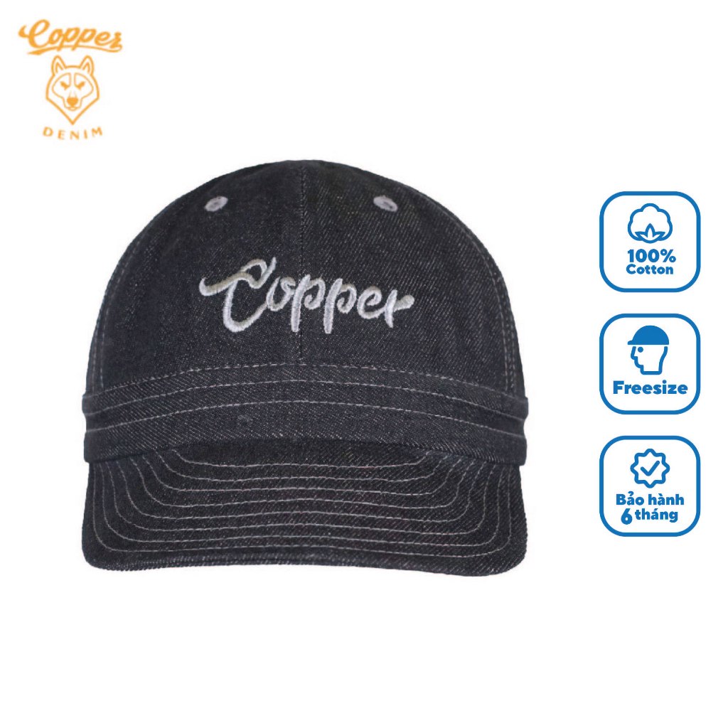 Nón Denim Pumpkin Đen - washed denim, freesize - Copper Denim