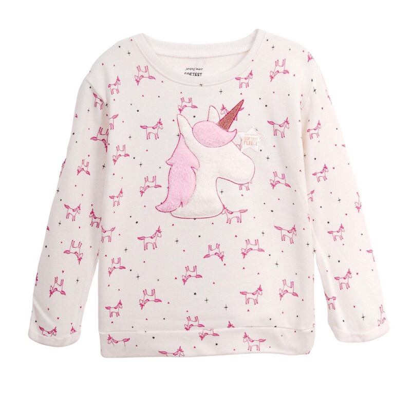 Áo nỉ bé gái hoạ tiết dễ thương jumbing sz 4-8y