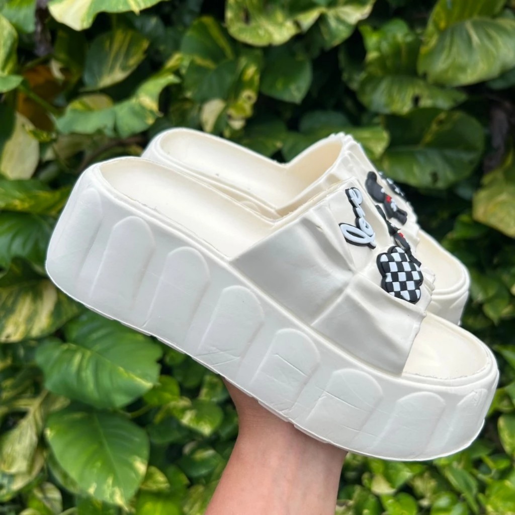 Dép thời trang nữ gắn Stick hình gấu LOVE, chất EVA siêu nhẹ đế cao 7cm cực hack dáng