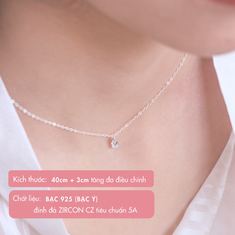 Dây chuyền bạc nữ BLINGIT mặt hình giọt nước đính đá nhỏ xinh - BIVC247