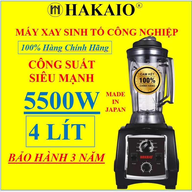 Máy xay công nghiệp HAKAIO công suất 5500W  cối 4L có hẹn giờ Bảo hành 36 Motor dây đồng xay đá, cua cá