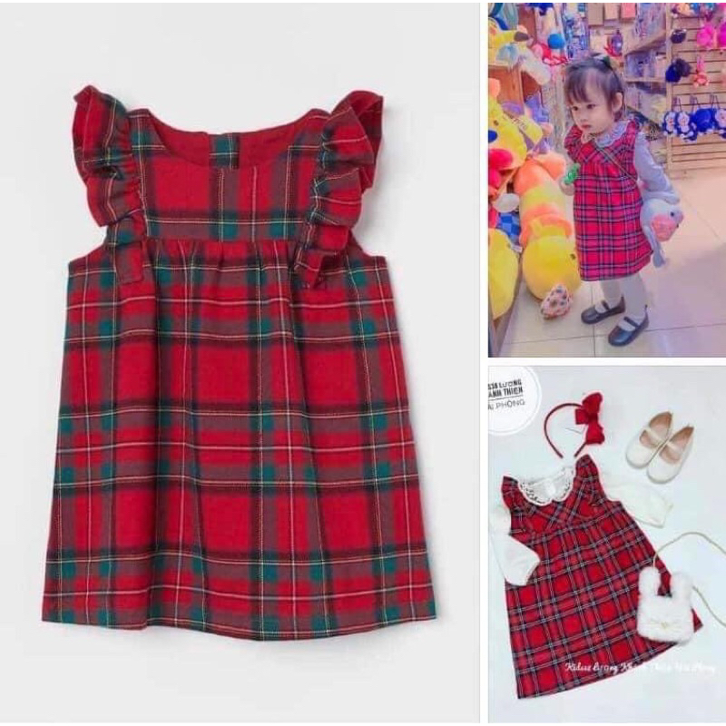 Váy chữ A kẻ caro đỏ
