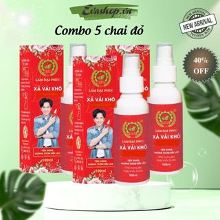 Xả vải khô, xịt thơm quần áo Lâm Đại Phúc, hương thơm màu đỏ - Combo 5 chai