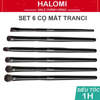 Set 6 cọ mắt Tranci siêu mềm dễ tán kèm bao da chuyên dùng cho makeup chính hãng cao cấp