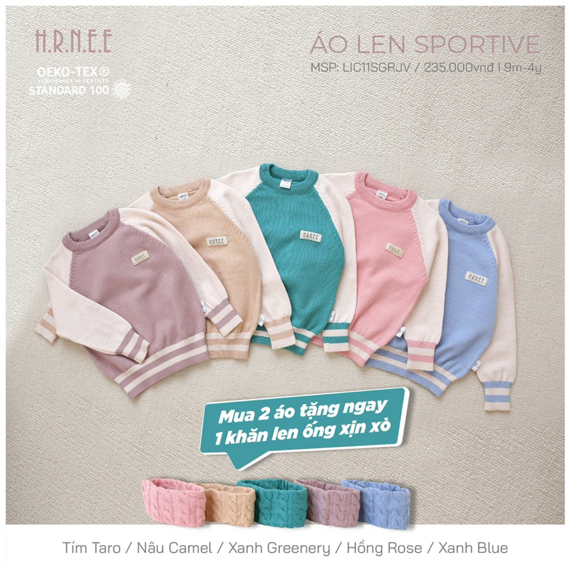 HRNEE - Áo Len Cổ Tròn Hrnee Dành Cho Bé Trai, Bé Gái