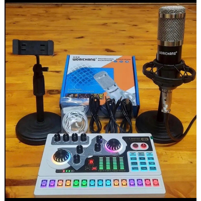 Bộ mic thu âm livestream BM900 vad sound card X5 kèm tai nghe,kẹp mic,kẹp điện thoại