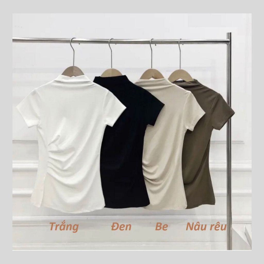 Áo cộc cổ leo Cesy. Áo thun xẻ tà body cotton 218 | BigBuy360 - bigbuy360.vn