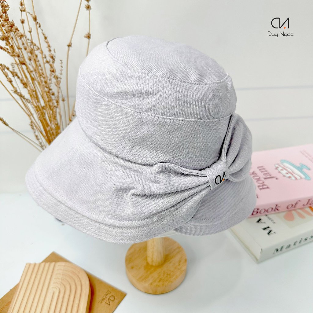 Nón mũ vành nữ Màu linen nơ Duy Ngọc - Chất liệu vải Cotton Linen cao cấp, thoáng mát, mềm mỏng nhẹ
