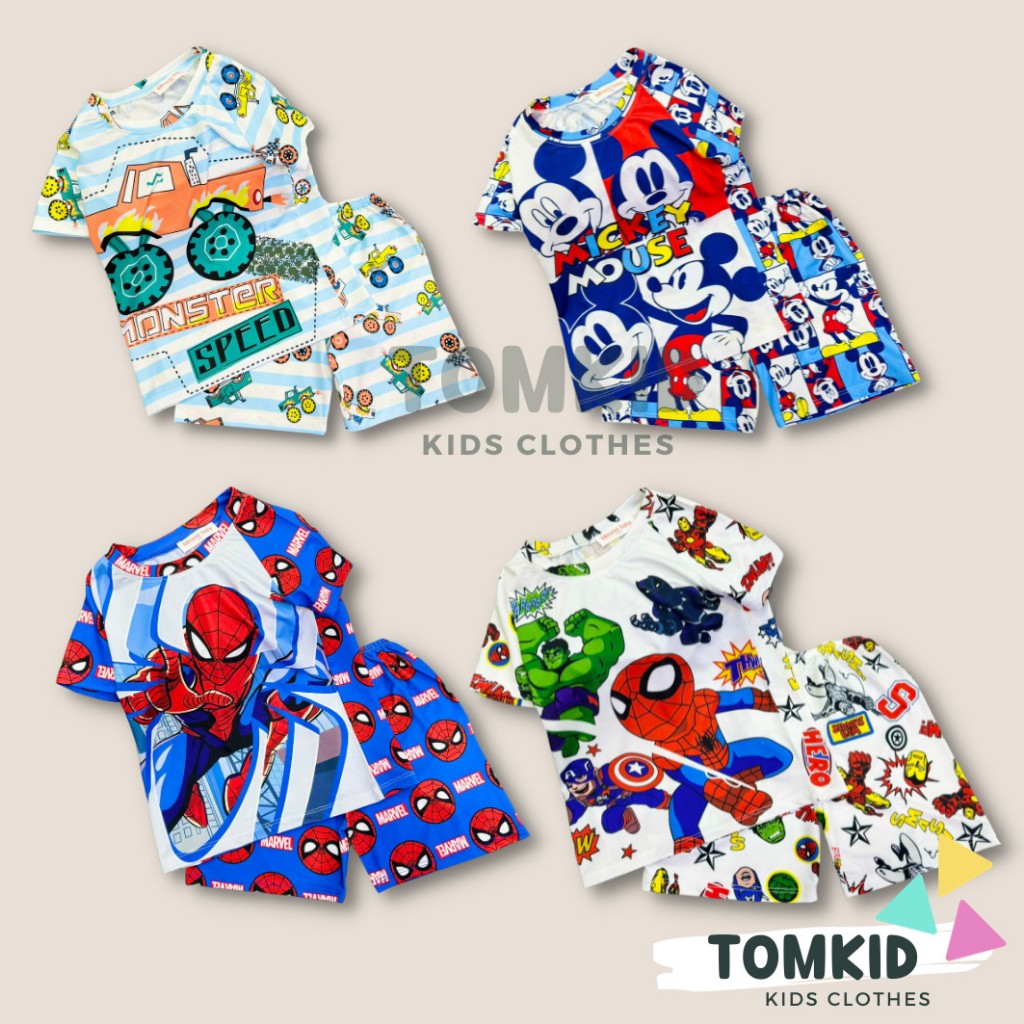 Bộ TAY ngắn bé trai, đồ bộ cho bé chất thun lạnh THÔNG HƠI 9-23KG TomKids