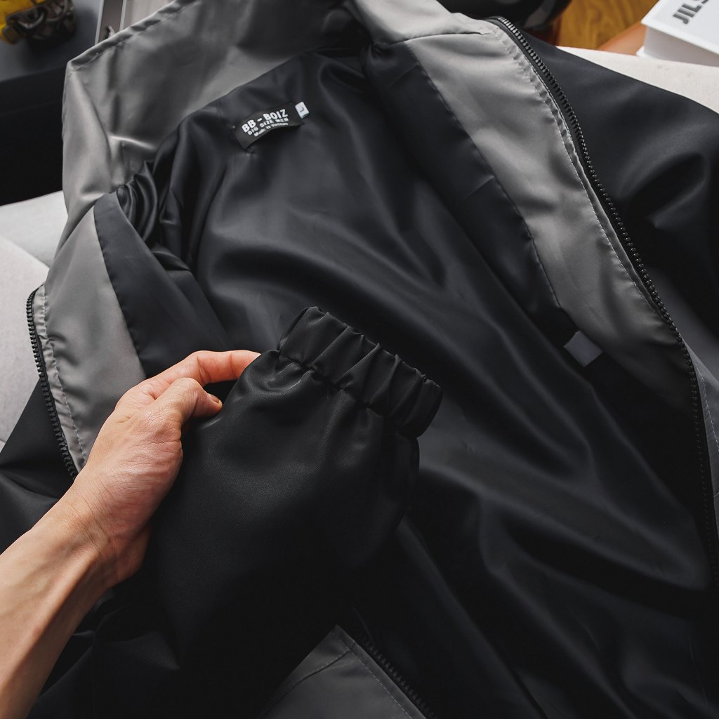 - Áo Khoác Dù Nam Cổ Lọ Phối Nam Form Bigsizemen 80kg - 130kg