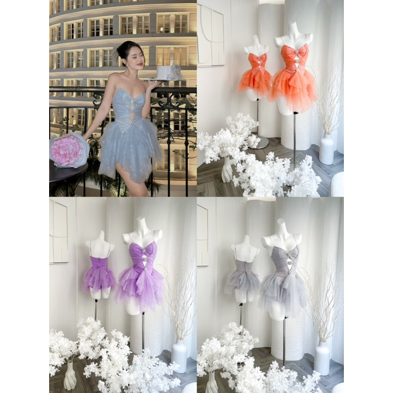 Đầm tiệc nhũ cutout tag đá blingbling