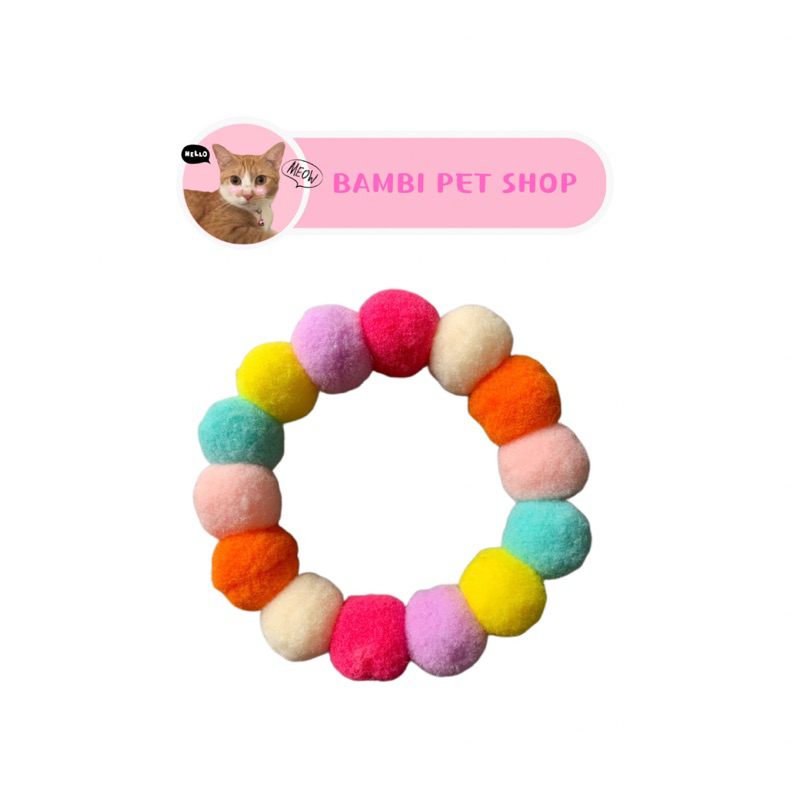 Vòng Cổ Pom Pom Cho Mèo Con I Size XS I Màu Color Mix