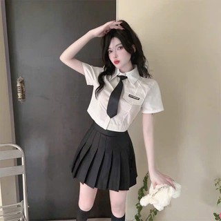 Áo Sơ Mi Croptop Thêu Kèm Cà Vạt