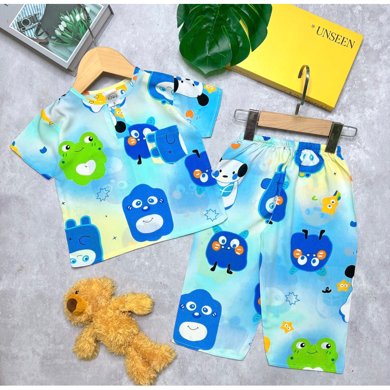 Bộ tole/lanh bé trai tay ngắn quần dài - KN Kids