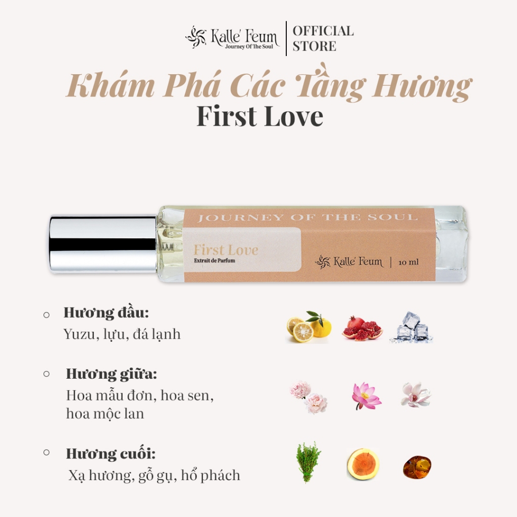 Tinh Dầu Nước Hoa Nữ FIRST LOVE Mùi Hương Dịu Dàng,Trong Sáng Dạng Xịt | Kalle' Feum