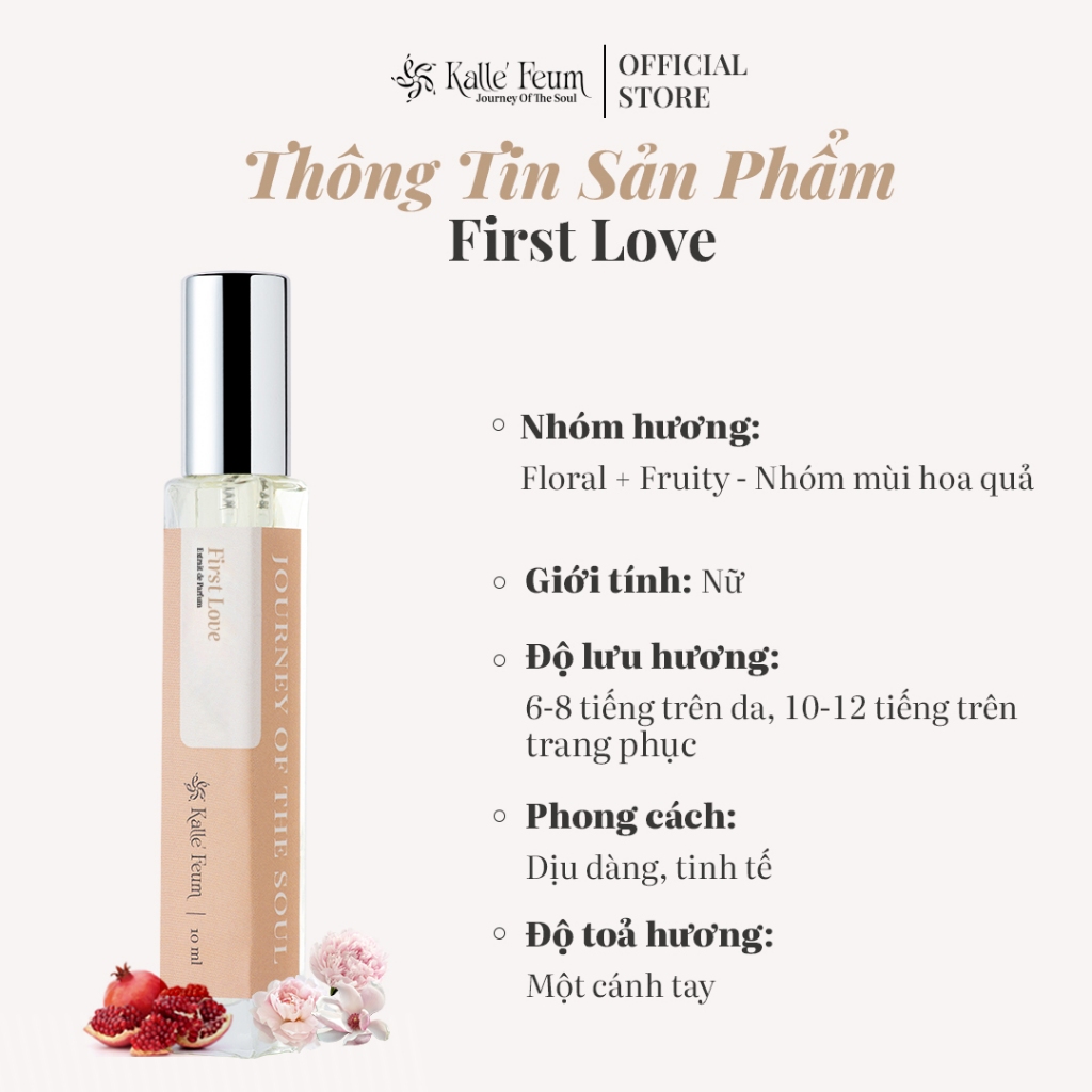 Tinh Dầu Nước Hoa Nữ FIRST LOVE Mùi Hương Dịu Dàng,Trong Sáng Dạng Xịt | Kalle' Feum
